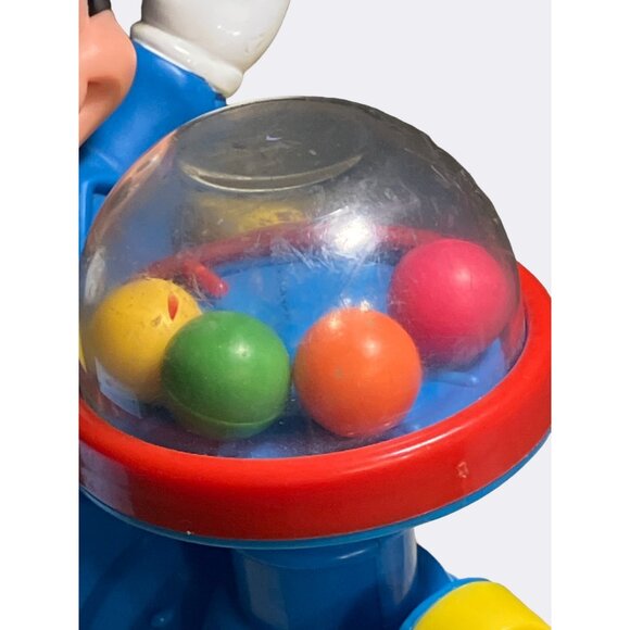 Disney Mickey Mouse Train Pull Toy Vintage Blue yellow Red Pop Balls Corn Popper - Picture 3 of 10